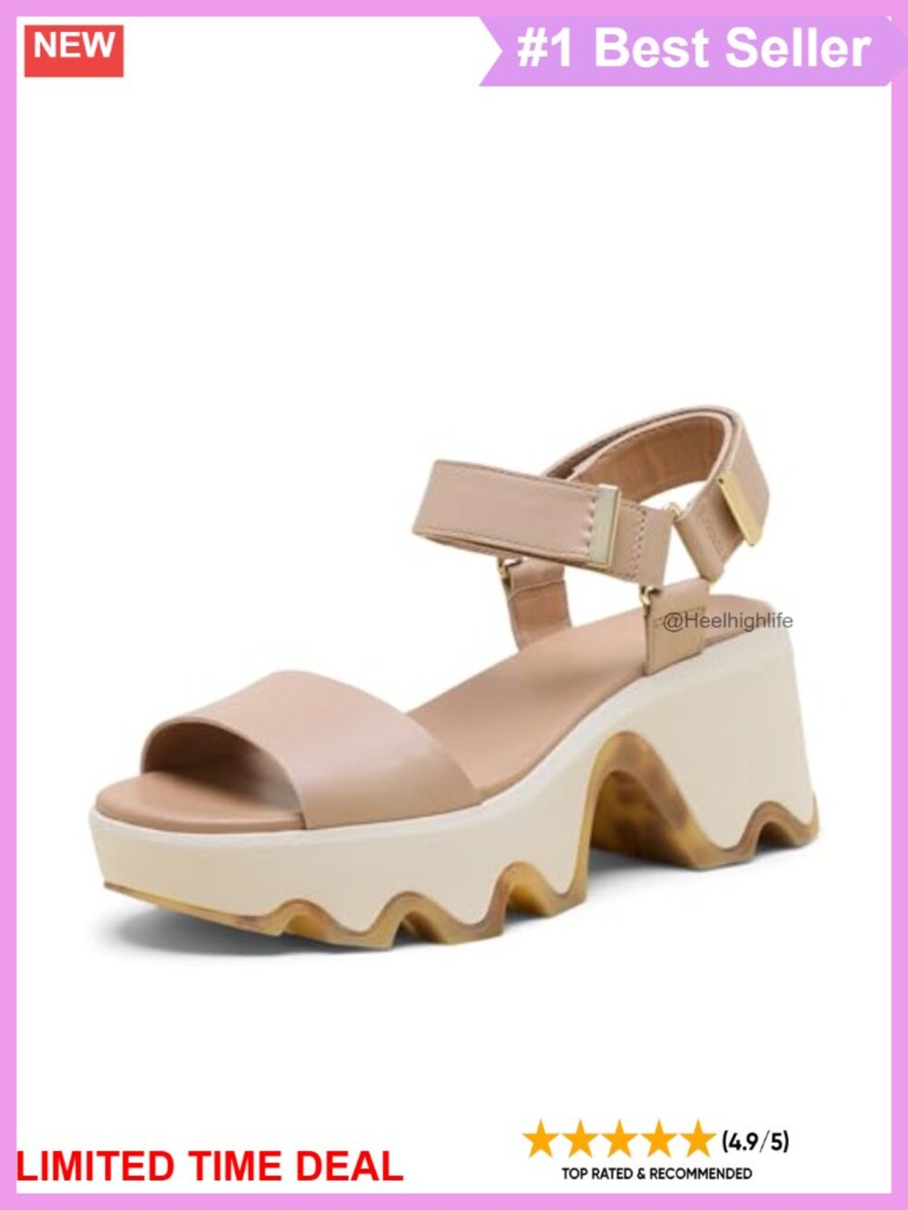 Sorel Kinetic Aura Y-Strap Leather Platform Sandals Adjustable Ankle Strap